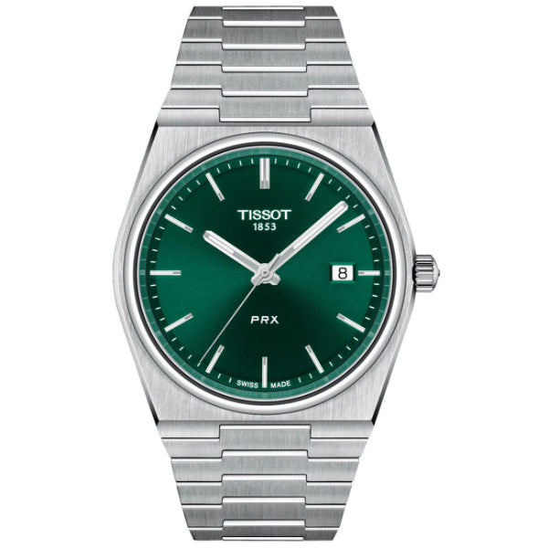 Tissot PRX Silver Stainless Steel Green Dial Quartz Watch for Men's - T137.410.11.091.00