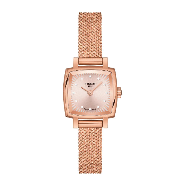 Tissot Lovely Square Rose Gold Mesh Bracelet Rose Gold Dial Quartz Watch for Ladies - T058.109.33.456.00