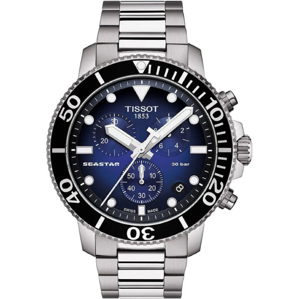 Tissot Seastar 1000 Silver Stainless Steel Two-tone Dial Chronograph Quartz Watch for Men's - T120.417.11.041.01