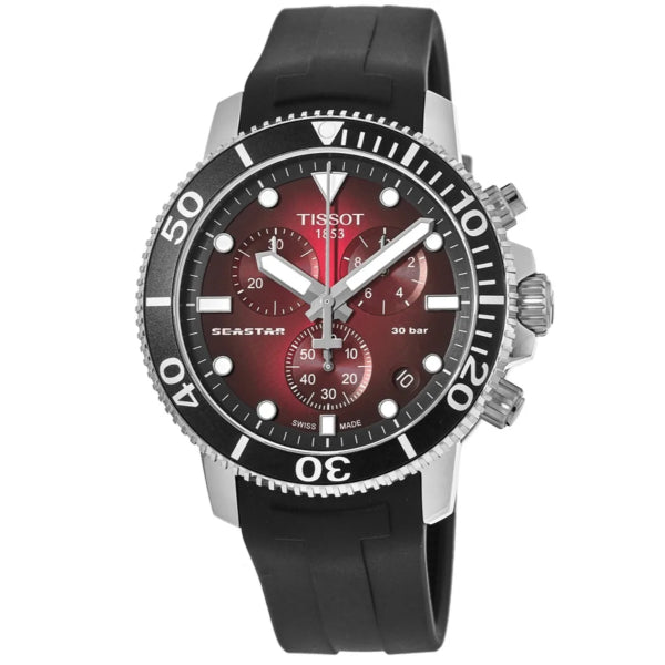 Tissot Seastar 1000 Black Rubber Strap Two-tone Dial Chronograph Quartz Watch for Men's - T120.417.17.421.00