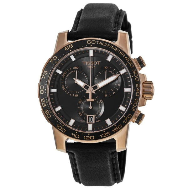 Tissot Supersport Black Leather Strap Black Dial Chronograph Quartz Watch for Men's - T125.617.36.051.00