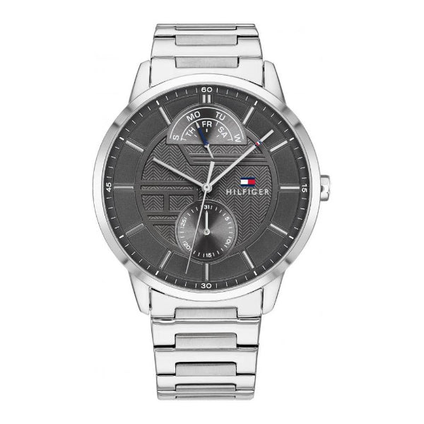 Tommy Hilfiger Hunter Silver Stainless Steel Grey Dial Quartz Watch for Gents - 1791608