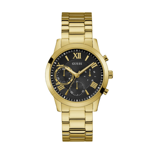 Guess Classic Gold Stainless Steel Black Dial Quartz Watch for Ladies - U1070L5