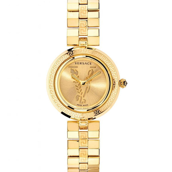 Versace Virtus Infinity Gold Stainless Steel Gold Dial Quartz Watch for Ladies - VEZ400421