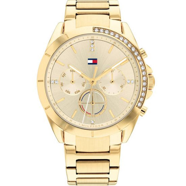 Tommy Hilfiger Kennedy Gold Stainless Steel Gold Dial Chronograph Quartz Watch for Ladies - 1782385