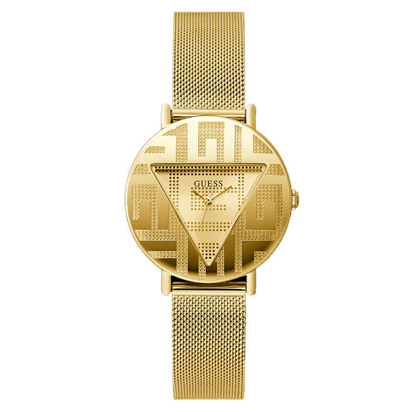 Guess Iconic Gold Mesh Bracelet Gold Dial Quartz Watch for Ladies - GW0527L2