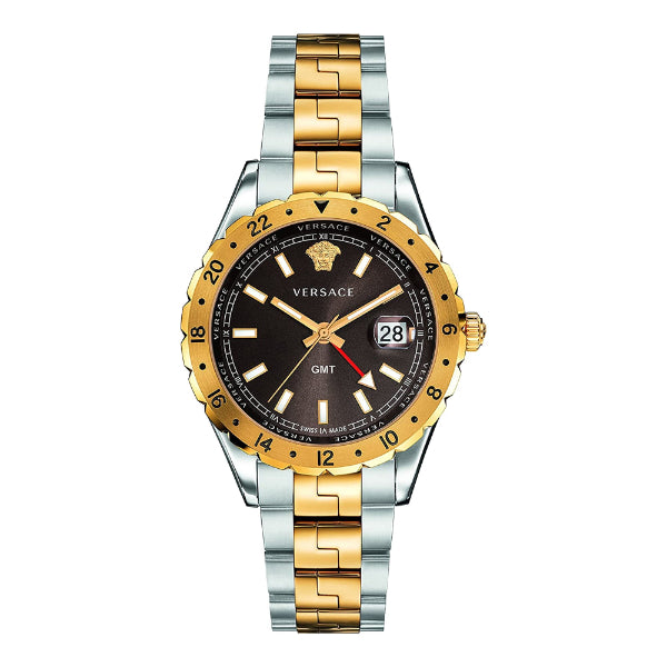 Versace Hellenyium GMT Two-Tone Stainless Steel Brown Dial Quartz Watch for Gents - V11040015