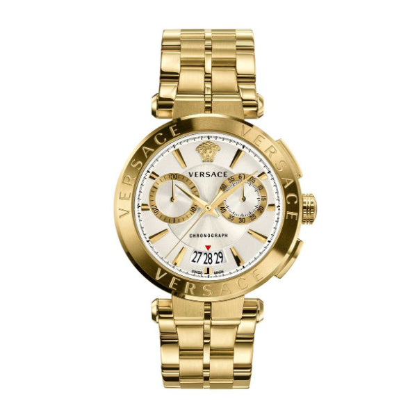 Versace Aion Gold Stainless Steel Silver Dial Chronograph Quartz Watch for Gents - VBR 060017