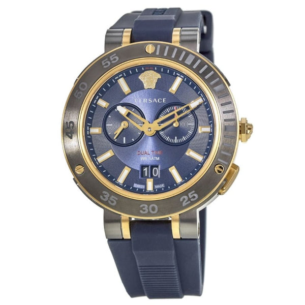 Versace V-Extreme Blue Silicone Strap Blue Dial Chronograph Quartz Watch for Gents - VCN 010017