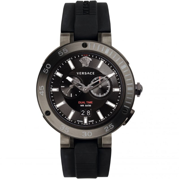 Versace V-Extreme Black Silicone Strap Black Dial Chronograph Quartz Watch for Gents - VCN 020017