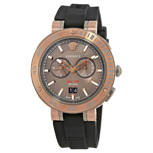 Versace V-Extreme Black Silicone Strap Brown Dial Chronograph Quartz Watch for Gents - VCN030017