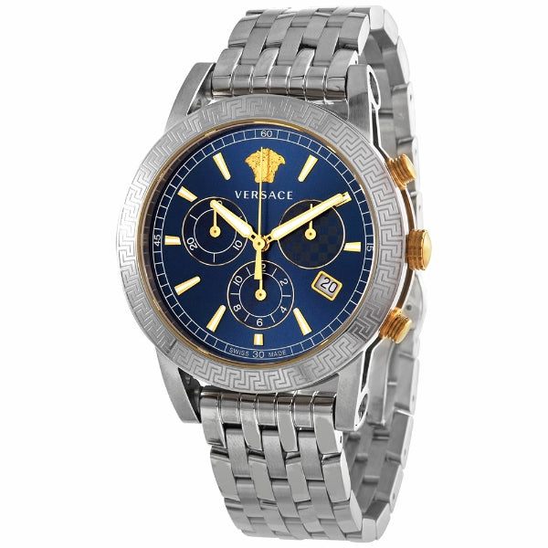 Versace Sport Tech Silver Stainless Steel Blue Dial Chronograph Quartz Watch for Gents - VELT 00219