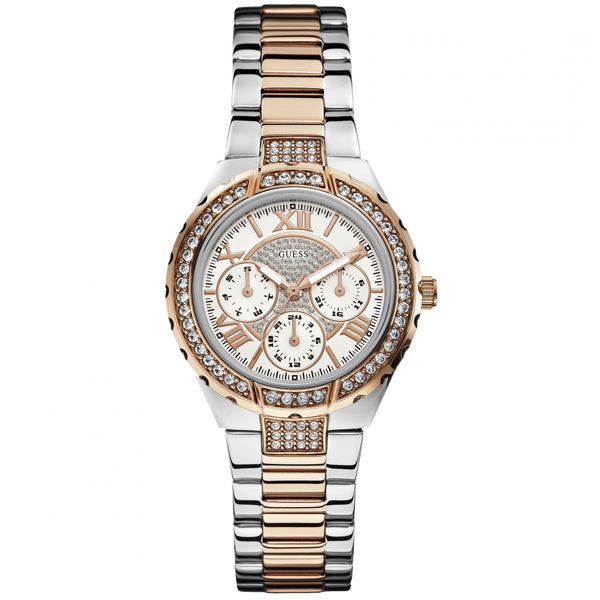 Guess Viva Two-tone Stainless Steel Silver Dial Quartz Watch for Ladies - W0111L4