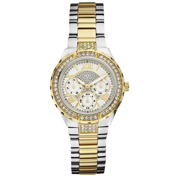 Guess Viva Two-tone Stainless Steel White Dial Quartz Watch for Ladies - W0111L5