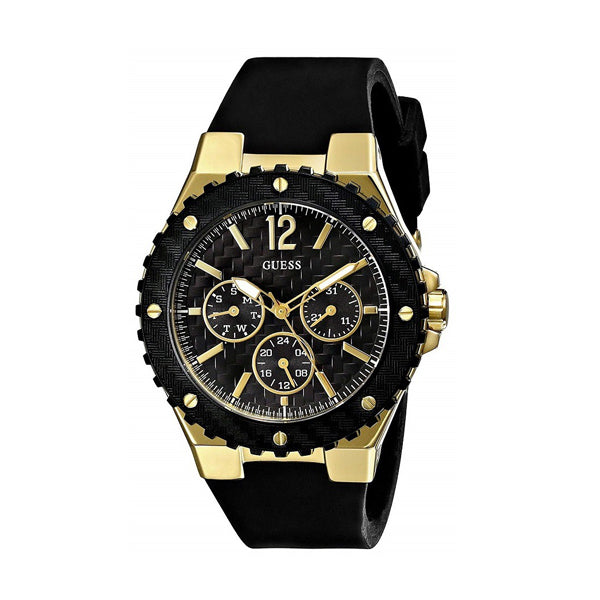 Guess Overdrive Black Silicone Strap Black Dial Chronograph Quartz Watch for Ladies - W0149L4
