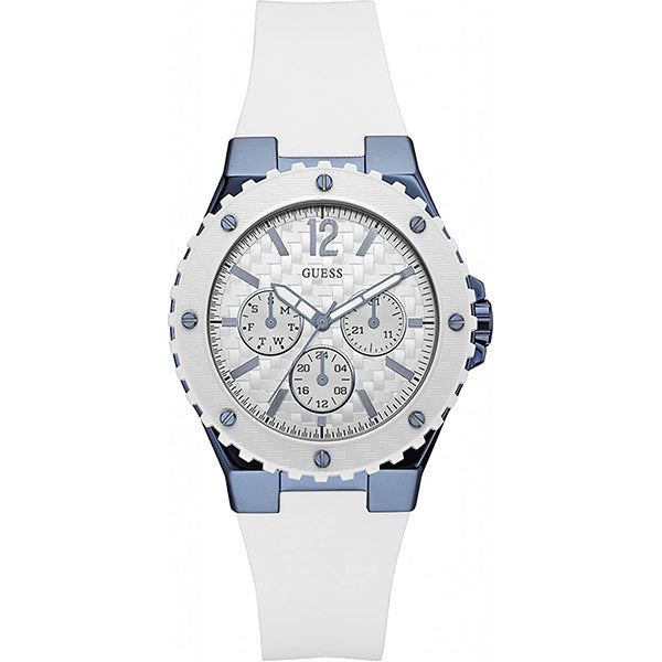 Guess Overdrive White Silicone Strap White Dial Chronograph Quartz Watch for Ladies - W0149L6