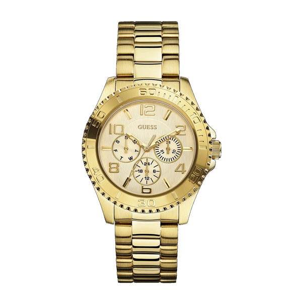 Guess BFF Multifunction Gold Stainless Steel Gold Dial Quartz Watch for Ladies - W0231L2
