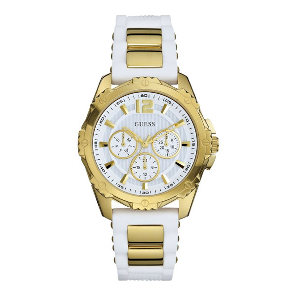 Guess Intrepid 2 Two-tone Silicone Strap White Dial Quartz Watch for Ladies - W0325L2