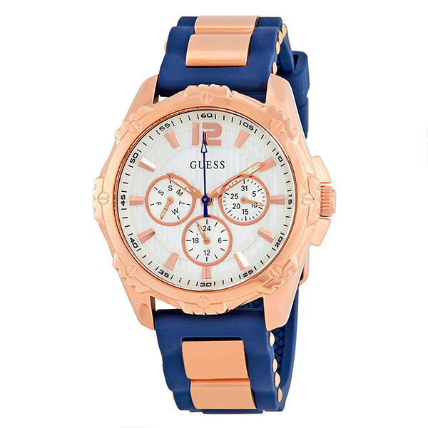 Guess Intrepid 2 Two-tone Silicone Strap White Dial Quartz Watch for Ladies - W0325L8