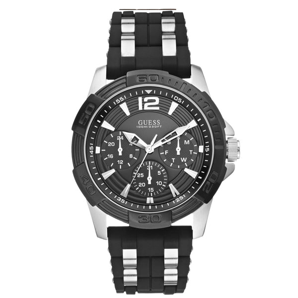 Guess Oasis Black Silicone Strap Black Dial Quartz Watch for Gents - W0366G1