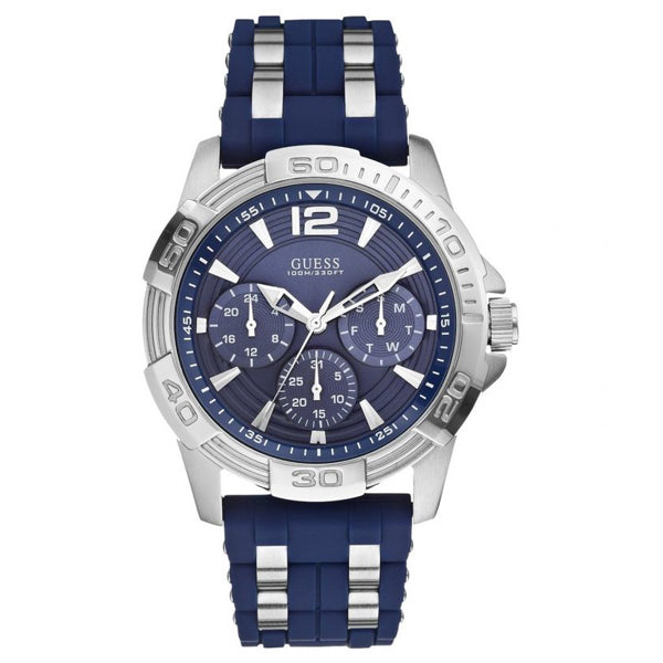 Guess Oasis Blue Silicone Strap Blue Dial Quartz Watch for Gents - W0366G2