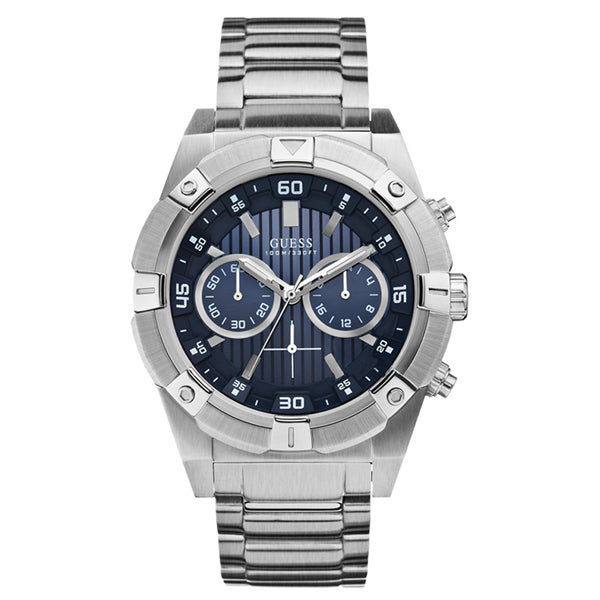 Guess Jolt Silver Stainless Steel Blue Dial Chronograph Quartz Watch f ...