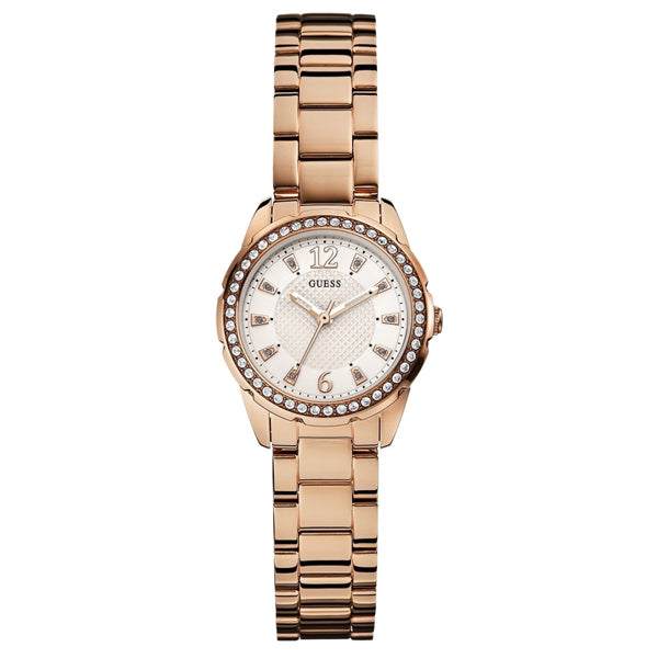 Guess Desire Rose Gold Stainless Steel White Dial Quartz Watch for Ladies - W0445L3