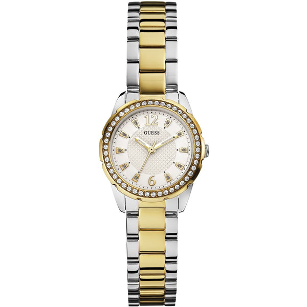 Guess Desire Two-tone Stainless Steel White Dial Quartz Watch for Ladies - W0445L4