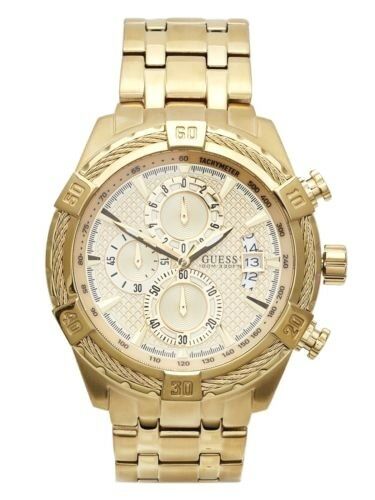 Guess Gold Stainless Steel Gold Dial Chronograph Quartz Watch for Gents - W0522G5