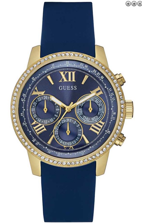 Guess Sport Blue Silicone Strap Blue Dial Chronograph Quartz Watch for Ladies - W0616L2