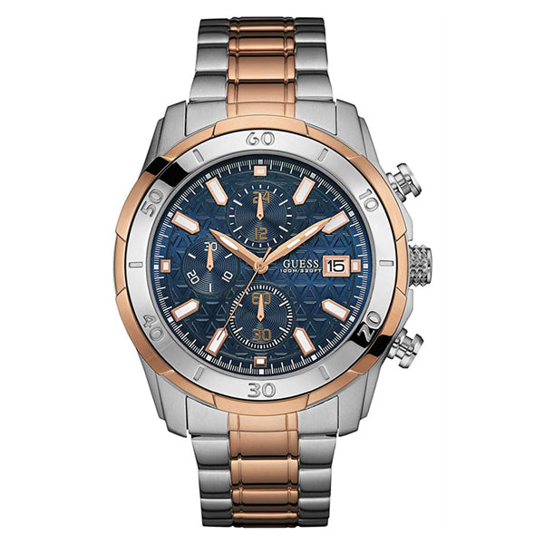 Guess Vault Two-tone Stainless Steel Blue Dial Quartz Watch for Gents - W0746G1