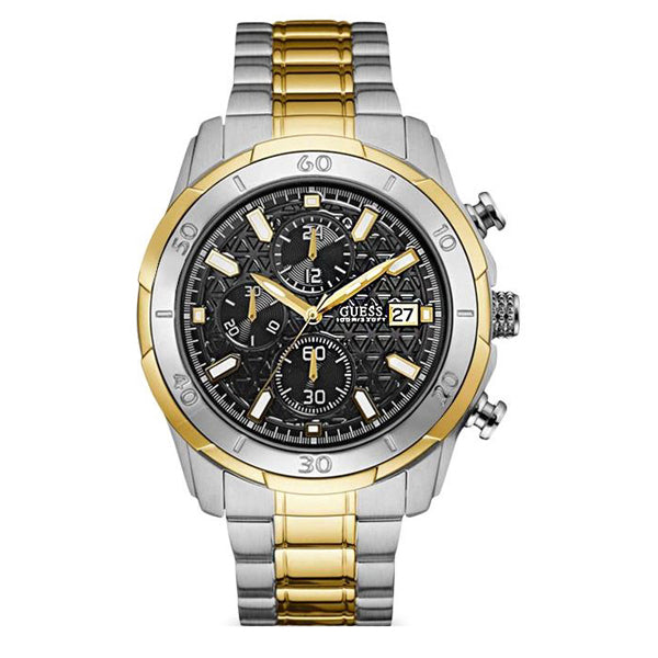 Guess Vault Two-tone Stainless Steel Black Dial Quartz Watch for Gents - W0746G3