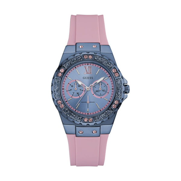 Guess Limelight Pink Silicone Strap Blue Dial Quartz Watch for Ladies - W0775L5