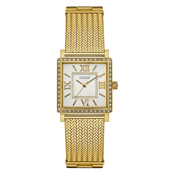 Guess Highline Gold Mesh Bracelet White Dial Quartz Watch for Ladies - W0826L2