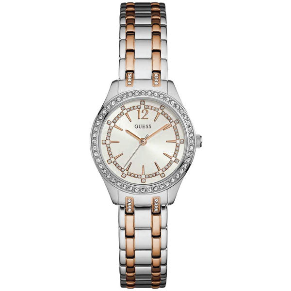 Guess Ellis Two-tone Stainless Steel White Dial Quartz Watch for Ladies - W0830L1