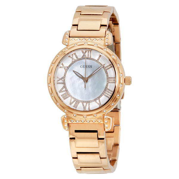 Guess Hampton Rose Gold Stainless Steel Mother of pearl Dial Quartz Watch for Ladies - W0831L2