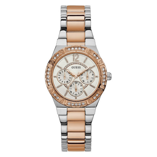Guess Envy Two-tone Stainless Steel White Dial Quartz Watch for Ladies - W0845L6