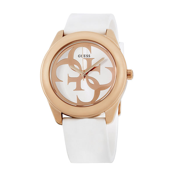 Guess G-Twist White Silicone Strap White Dial Quartz Watch for Ladies - W0911L5