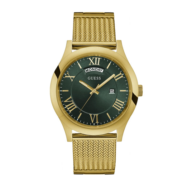 Guess Metropolitan Gold Mesh Bracelet Green Dial Quartz Watch for Gents - W0923G2