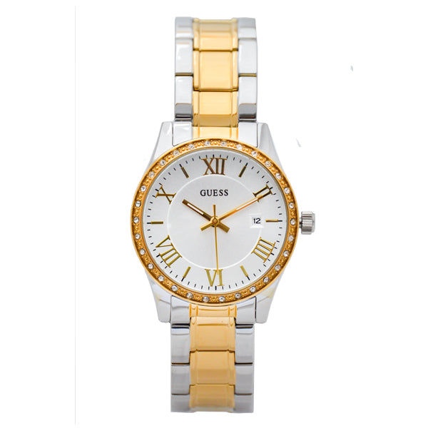 Guess Two-tone Stainless Steel White Dial Quartz Watch for Ladies - W0925L1