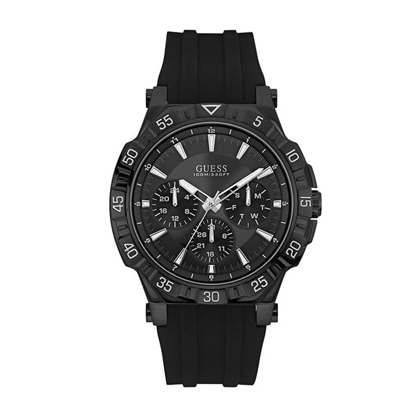 Guess Turbo Black Silicone Strap Black Dial Chronograph Quartz Watch for Gents - W0966G2