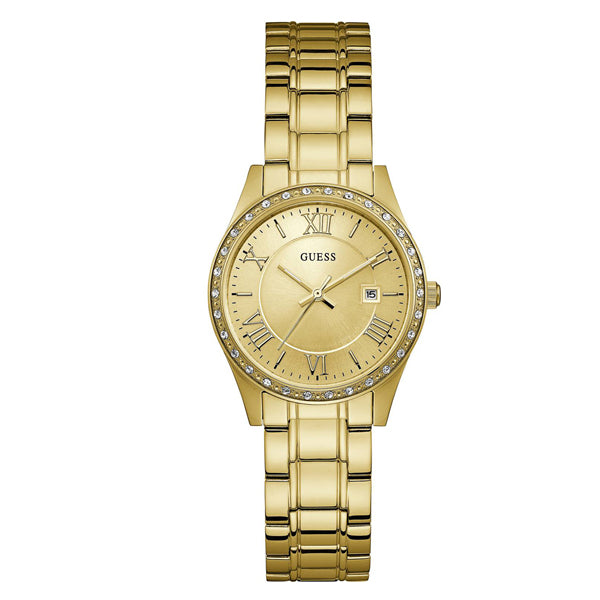 Guess Greenwich Gold Stainless Steel Gold Dial Quartz Watch for Ladies - W0985L2