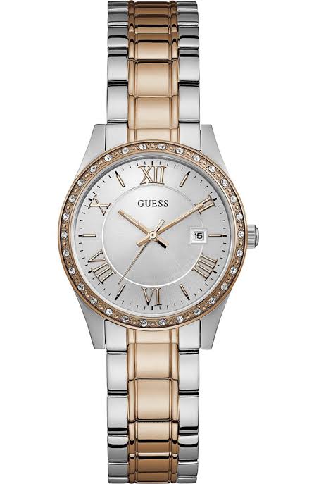 Guess Greenwich Two-tone Stainless Steel Silver Dial Quartz Watch for Ladies - W0985L3