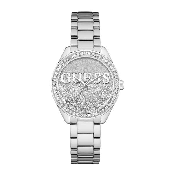 Guess Glitter Girl Silver Stainless Steel Silver Dial Quartz Watch for Ladies - W0987L1