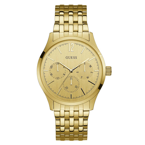 Guess Regent Gold Stainless Steel Gold Dial Quartz Watch for Gents - W0995G2