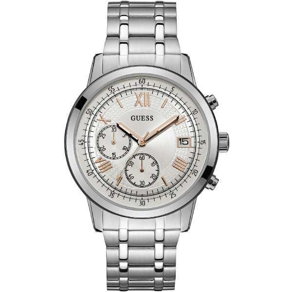 Guess Summit Silver Stainless Steel Silver Dial Chronograph Quartz Watch for Gents - W1001G1