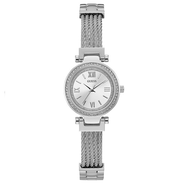 Guess Mini Soho Silver Stainless Steel Silver Dial Quartz Watch for Ladies - W1009L1