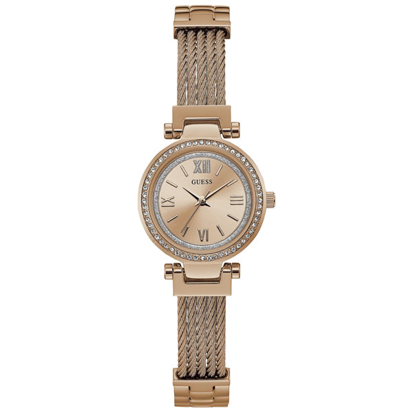 Guess Mini Soho Rose Gold Stainless Steel Rose Gold Dial Quartz Watch for Ladies - W1009L3