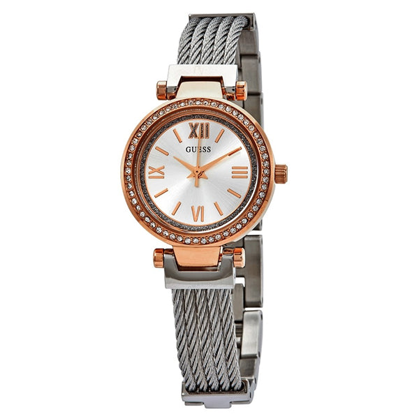 Guess Mini Soho Silver Stainless Steel Silver Dial Quartz Watch for Ladies - W1009L4