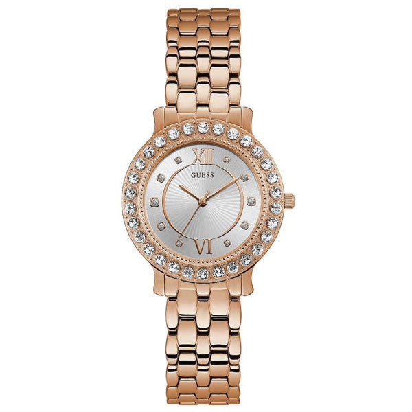 Guess Blush Rose Gold Stainless Steel Silver Dial Quartz Watch for Ladies - W1062L3